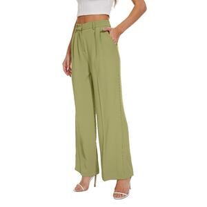 Womens Dress Pants Pleated Green Trouser Preppy Wide Leg Palazzo Career XS NWT
